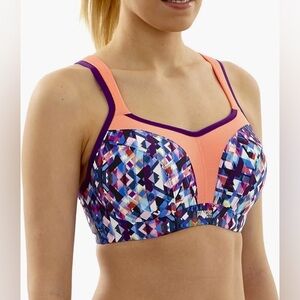 Panache Sports Bra 40DD Full Busted Underwire High Impact Kaleidoscope 5021
